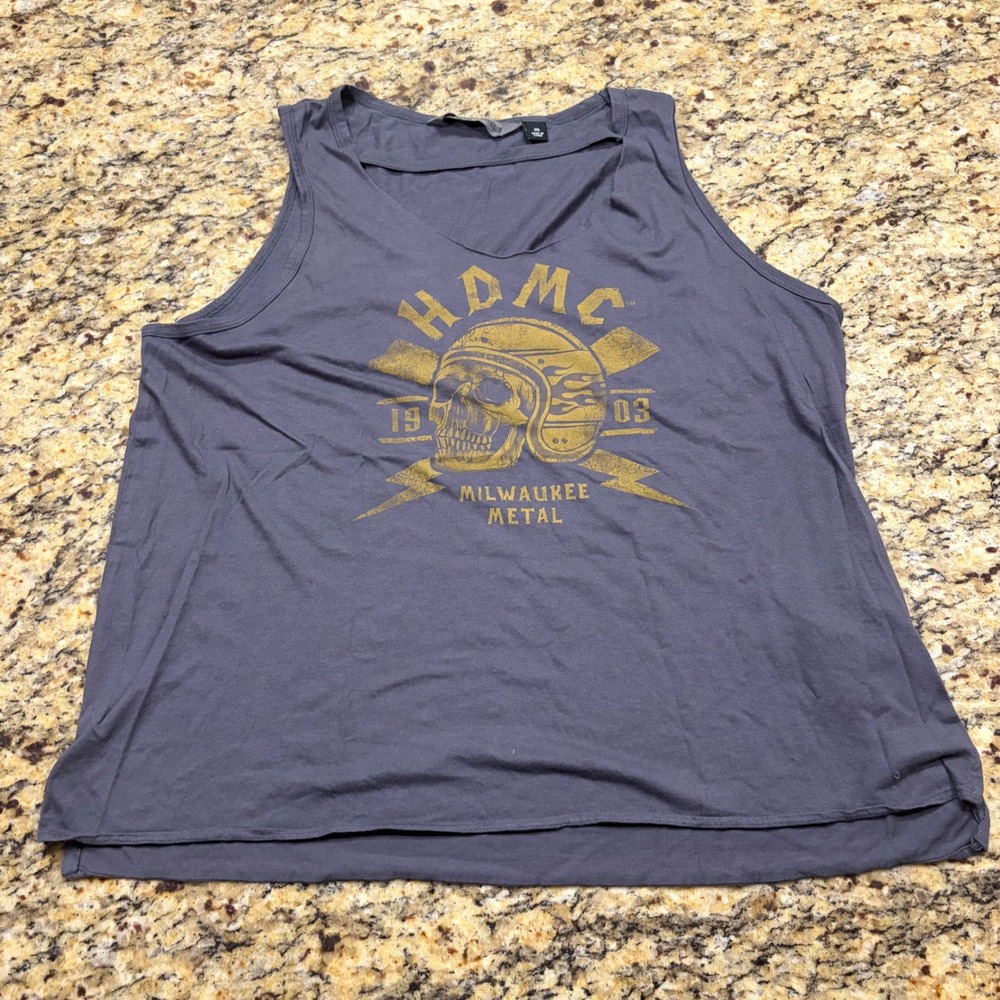 Harley-Davidson HDMC Milwaukee Metal Skull Graphic Tank Top Gray 2XL ws